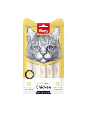 Wanpy Creamy Chicken 5 x 14гр – премиум клас кремообразно лакомство за котки с пиле, 5 порции
