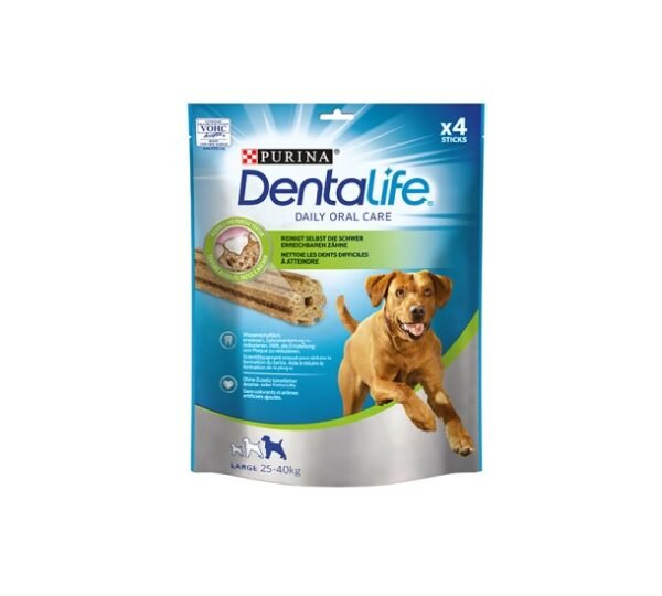 PURINA® DENTALIFE® Sticks е допълваща храна - лакомство за кучета от едри породи (25-40кг.) - 142 гр.