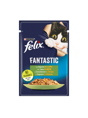Пауч за котки Felix Fantastic Rabbit - със заешко месо в желе 85 гр.