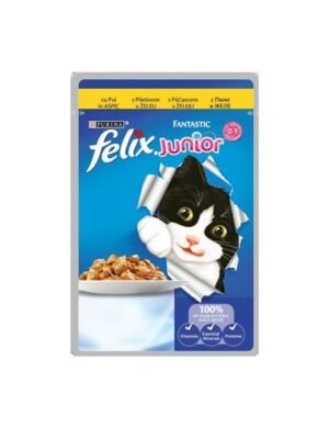 Пауч за малки котки Felix Fantastic Chicken Junior - с пилешко месо 100 гр.