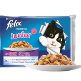 Felix Fantastic Junior Multipak - паучове за малки котенца с пилешко месо 4 х 100 гр.