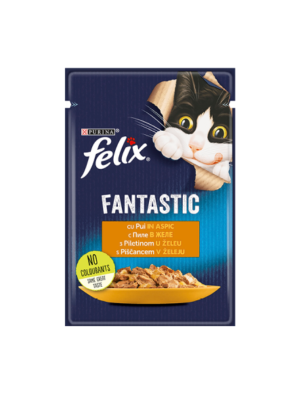 Пауч за котки Felix Fantastic Chicken - с пилешко месо в желе - 85 гр.