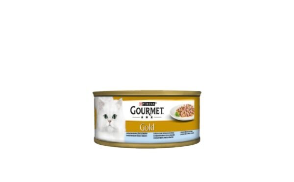 Gourmet Gold за котки в зряла възраст, двойно удоволствие Океанска Риба и Спанак - 85 гр.