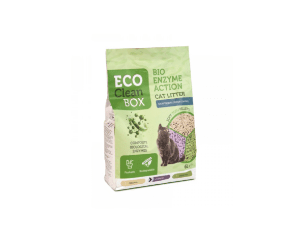 Eco Clean Box Тофу котешка тоалетна с био ензими Лавандула, 2.5кг / 6л